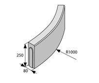 BEST LINEA Oblouková R 1m vnější Antracitová výška 250mm